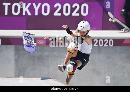 Lilly STOEPHASIUS (GER), Skateboarding Training, Women`s Park, Skateboard, Frauen, Urban Sports Park am 1. August 2021. Olympische Sommerspiele 2020, ab 23.07. - 08.08.2021 in Tokio/Japan. Stockfoto